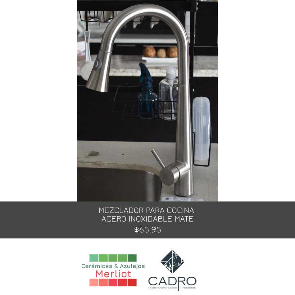 Mezclador para cocina acero inoxidable mate