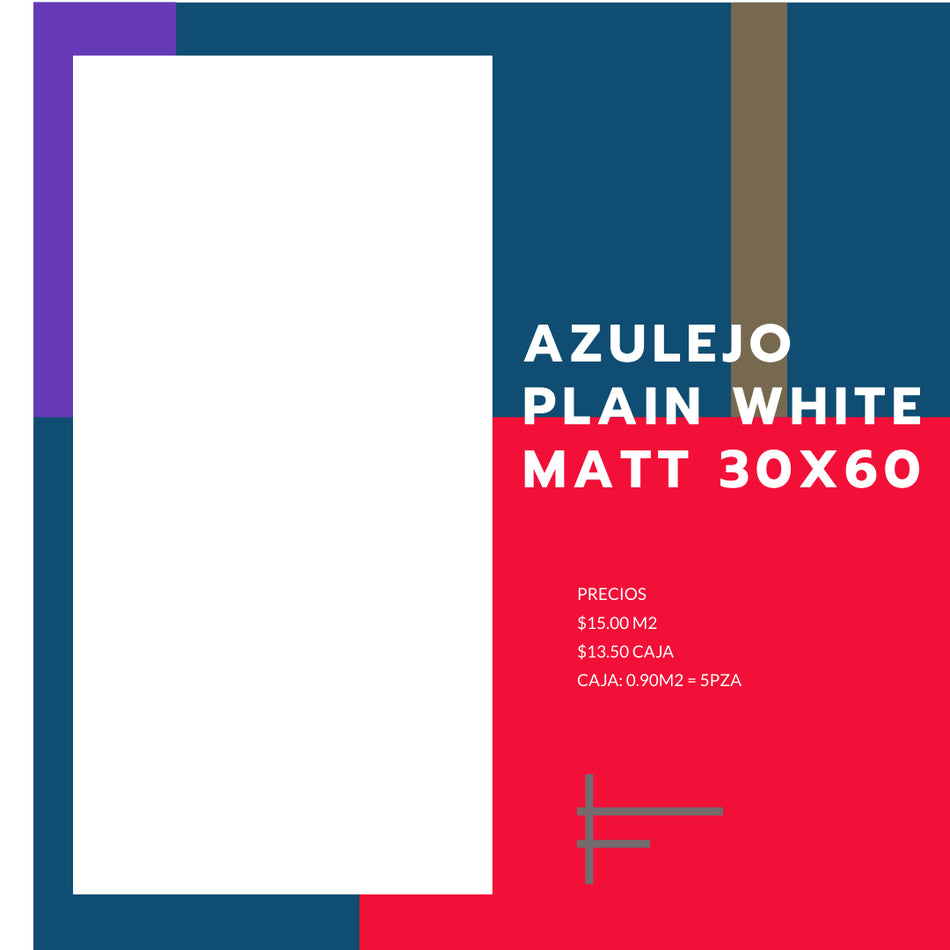 •AZULEJO BLANCO PLAIN MATT 30X60•