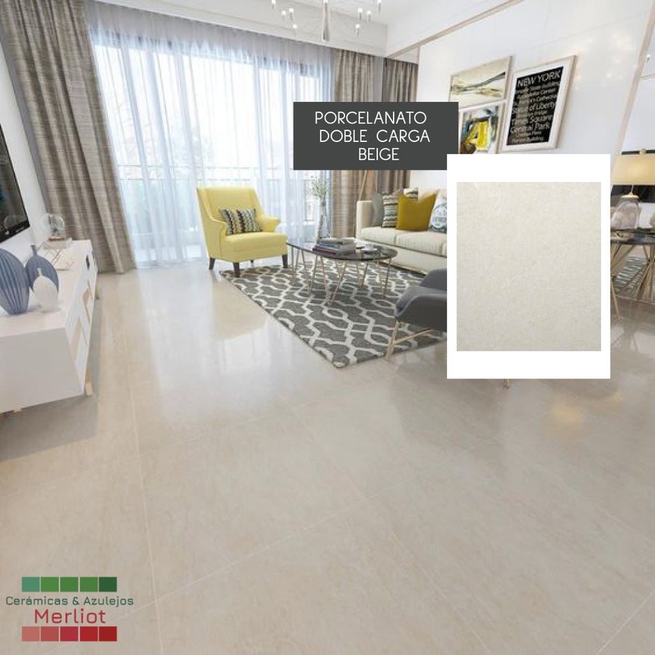 Porcelanato doble carga beige